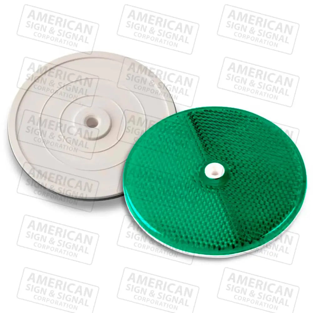 3 1/4’’ Center Mount Round Reflectors Green / Plastic