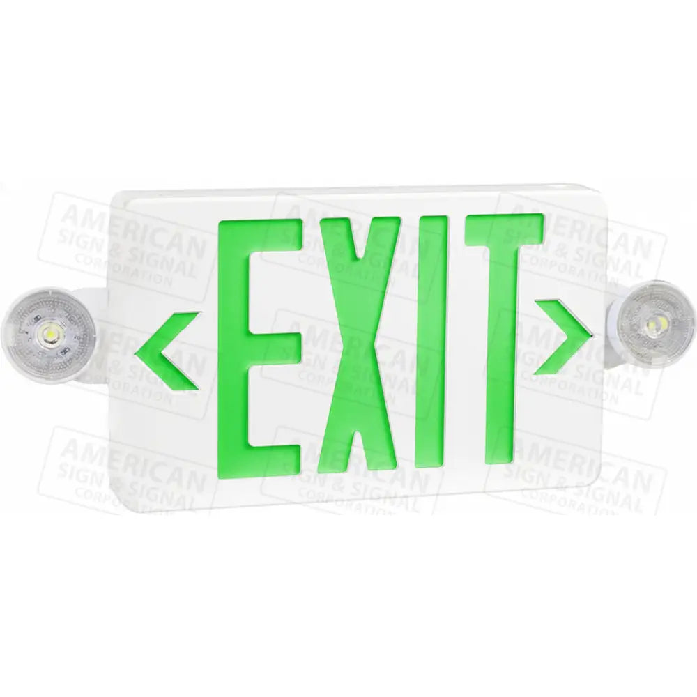 LED EXIT & Emergency Light Sign Combo with Battery Backup Green / White