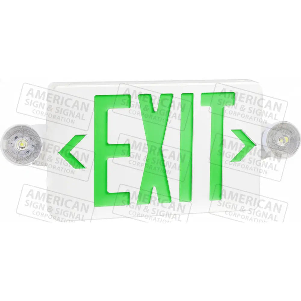 LED EXIT & Emergency Light Sign Combo with Battery Backup Green / White