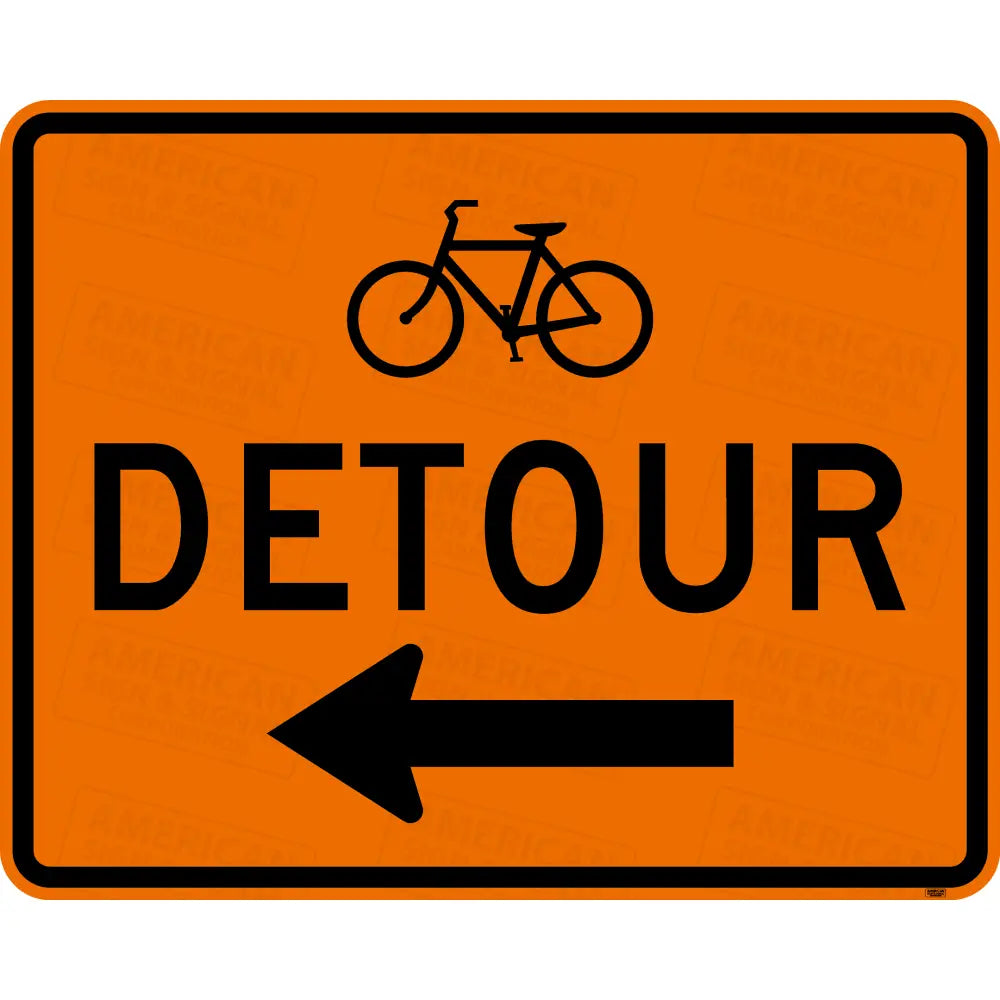 M4-9C Bicycle Detour Ttc Sign 3M 3924S Vip Fluorescent Orange / 30X24 Left (M4-9Cl)