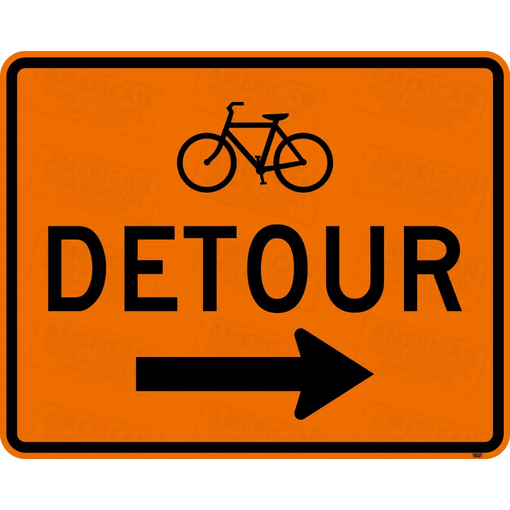 M4-9C Bicycle Detour Ttc Sign 3M 3924S Vip Fluorescent Orange / 30X24 Right (M4-9Cr)