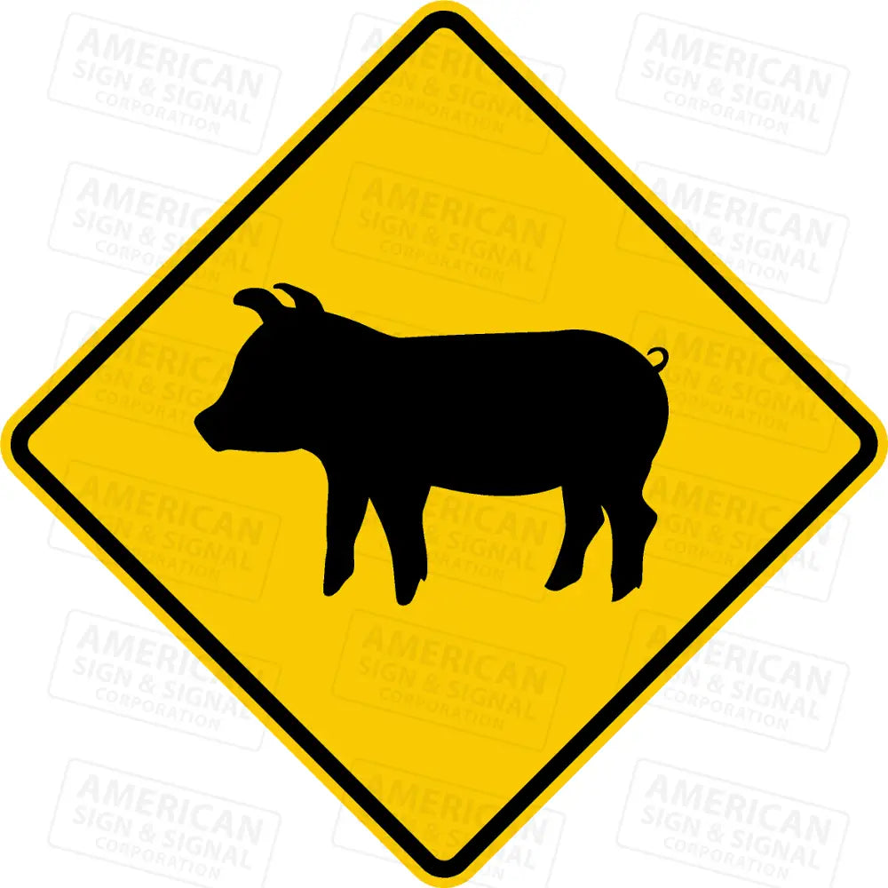 Pig Crossing Warning Sign