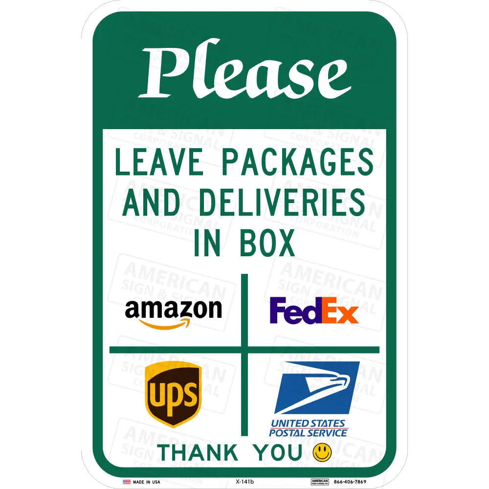 Please Leave Packages Here Sign 12X18 / 3M Hip Design B (In Box)