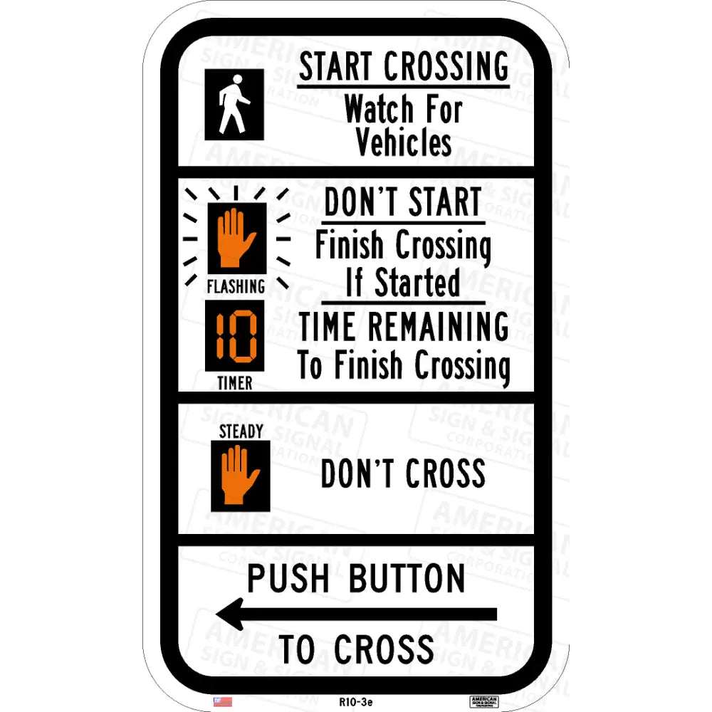 R10 - 3E Pedestrian Signal Information (Countdown) Sign 3M 7310 Aegp / 9X12 Left