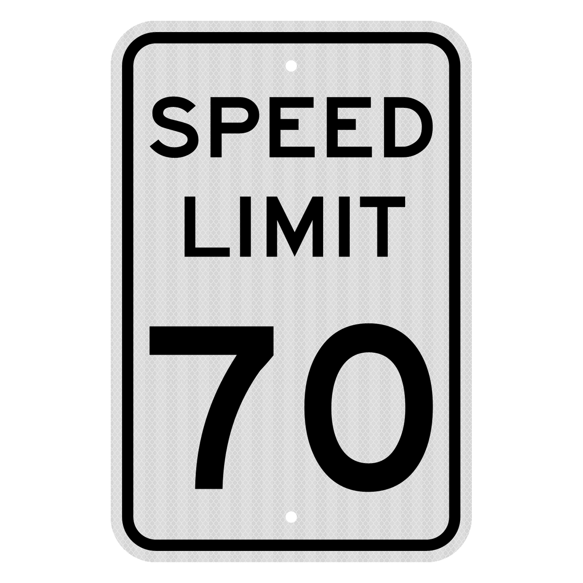 R2-1 Speed Limit 70 MPH sign, 12" x 18", High Intensity
