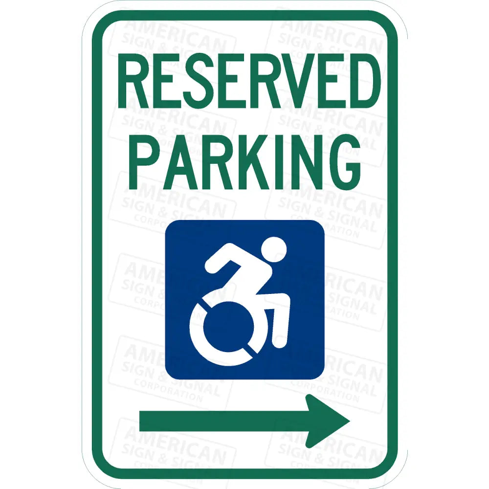 R7-8 Accessible Handicapped Parking Arrow Sign 12X18 / 3M Hip Right