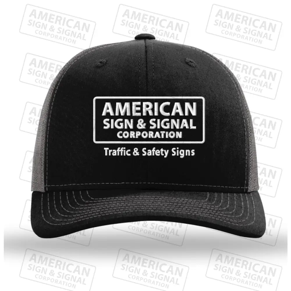 Richardson 112 Trucker Snapback Logo Hat Black / Charcoal