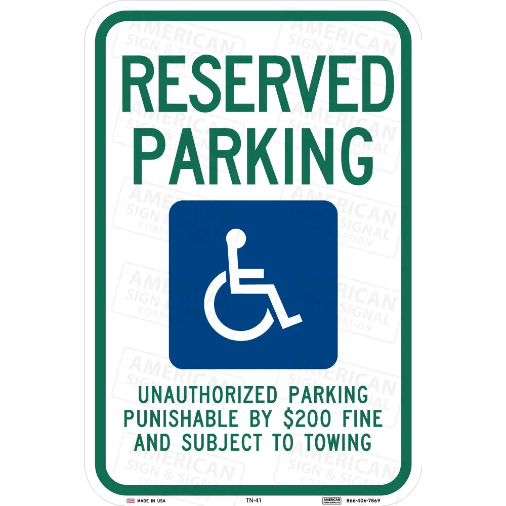 Tn-41 Tennessee Reserved Parking Ada Handicapped Accessible Sign
