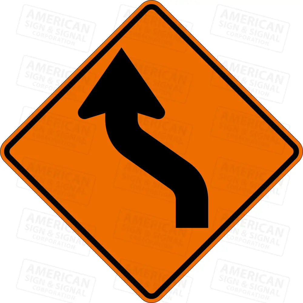 W1 - 4 Reverse Curve Ttc Sign 3M 3924S Vip / 24X24’ Left