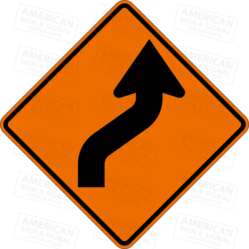 W1 - 4 Reverse Curve Ttc Sign 3M 3924S Vip / 24X24’ Right