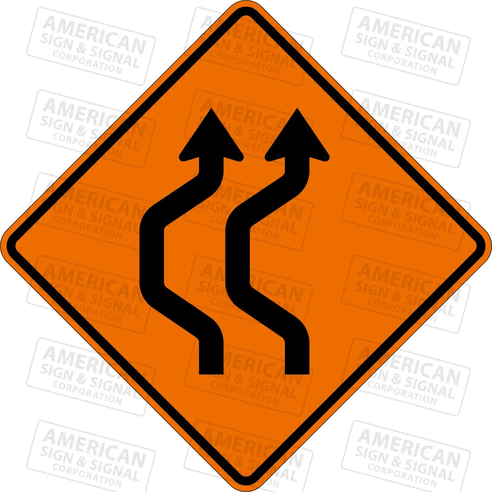 W24 - 1B Double Reverse Curve (2 Lanes) Ttc Sign 3M 3924S Vip / 24X24’ Left