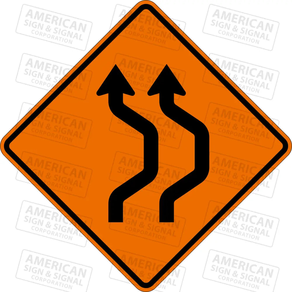 W24 - 1B Double Reverse Curve (2 Lanes) Ttc Sign 3M 3924S Vip / 24X24’ Right