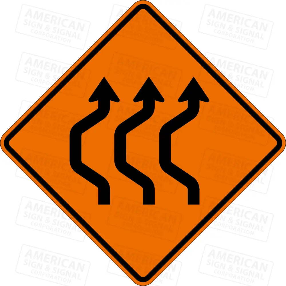 W24 - 1C Double Reverse Curve (3 Lanes) Ttc Sign 3M 3924S Vip / 24X24’ Left