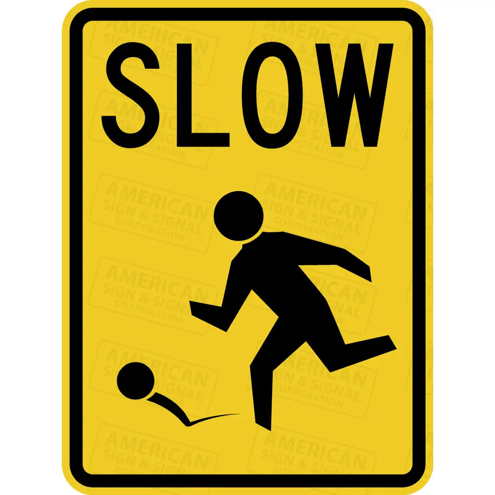 Slow Children At Play Sign 18X24 / 3M 3930 Hip Yellow C - Child With Ball