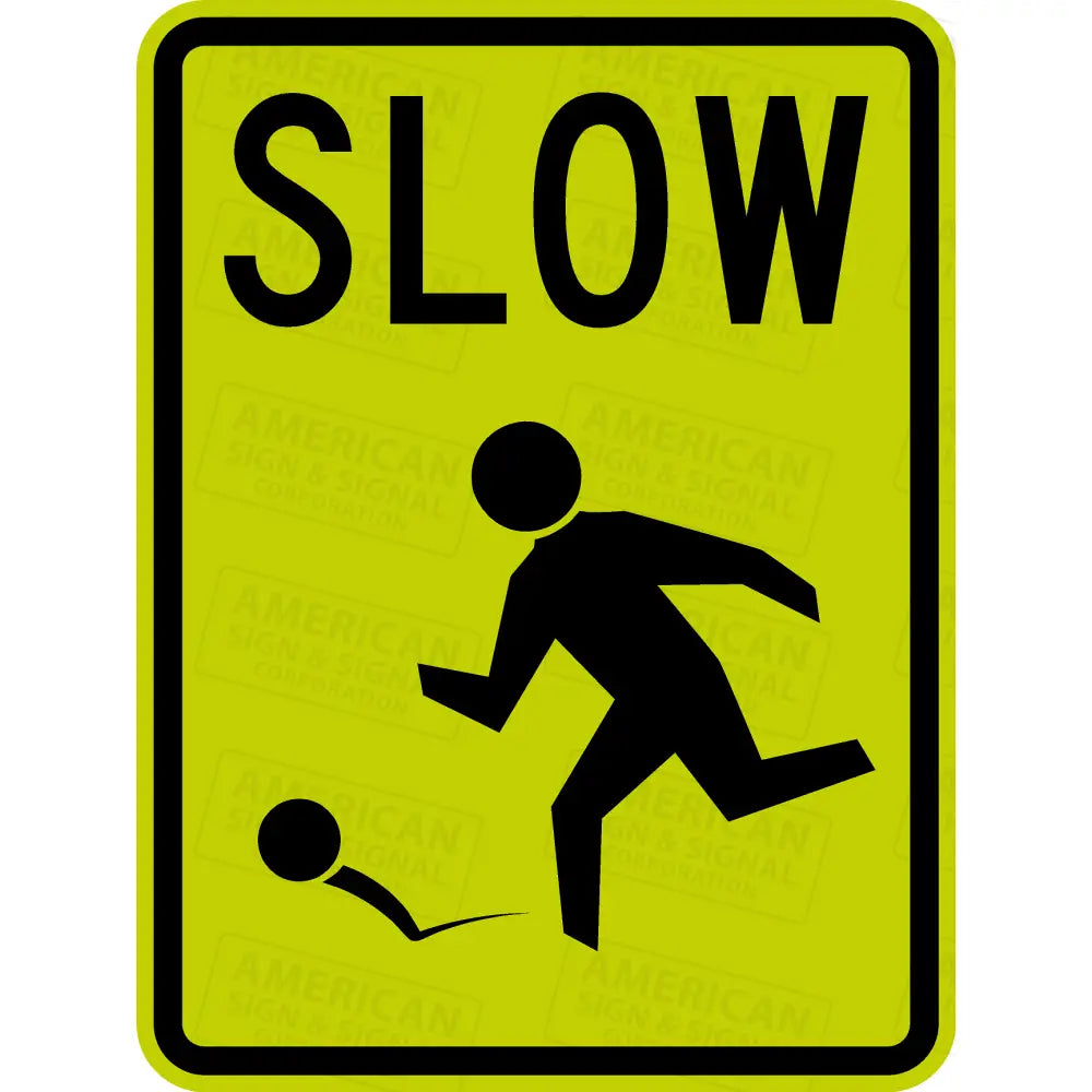 Slow Children At Play Sign 18X24 / 3M 4000 Dg3 Fl Yellow Green C - Child With Ball