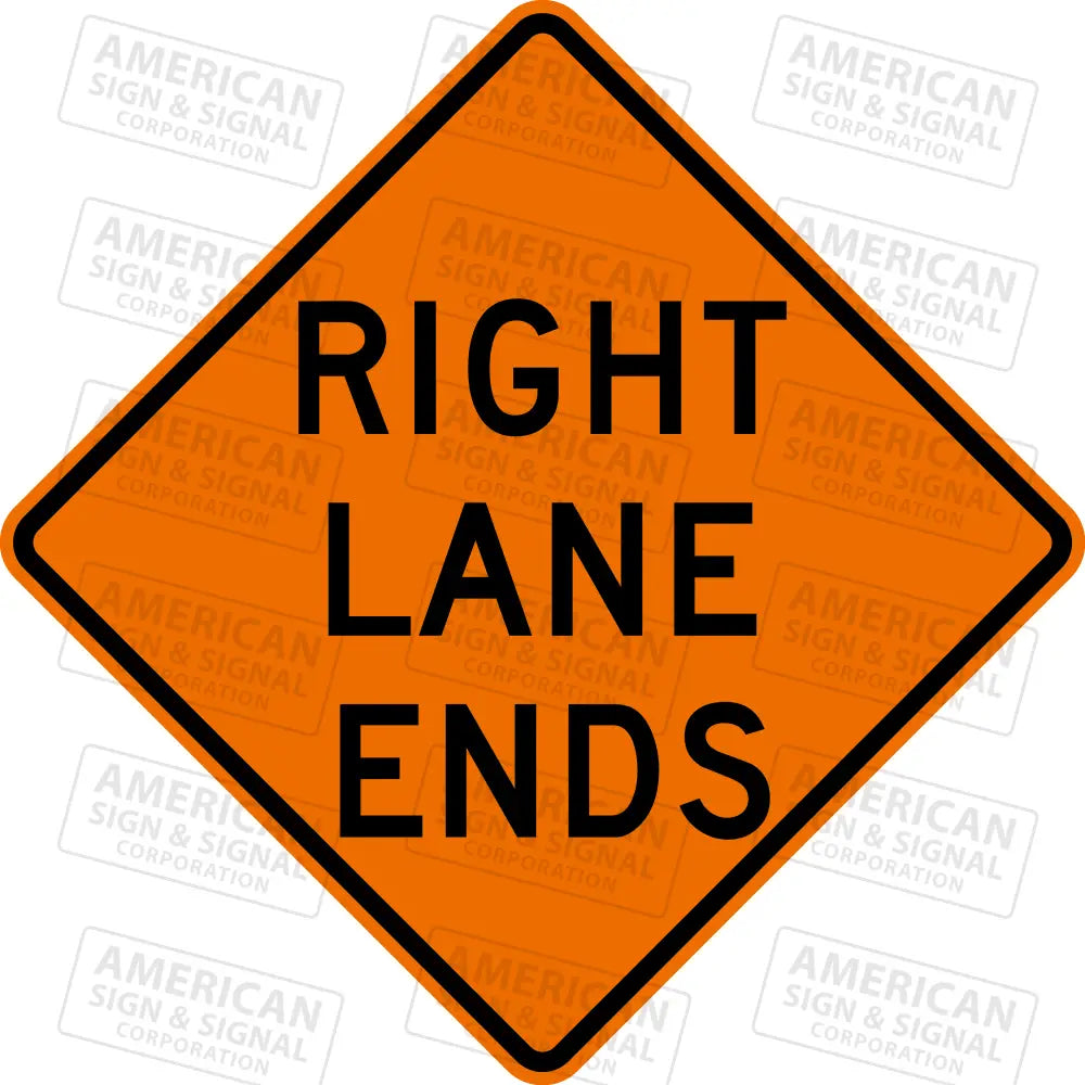 W9-1R Right Lane Ends Ttc Sign