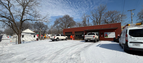 Our warehouse with an icy parking lot - taken on January 29, 2026