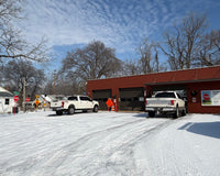 Our warehouse with an icy parking lot - taken on January 29, 2026