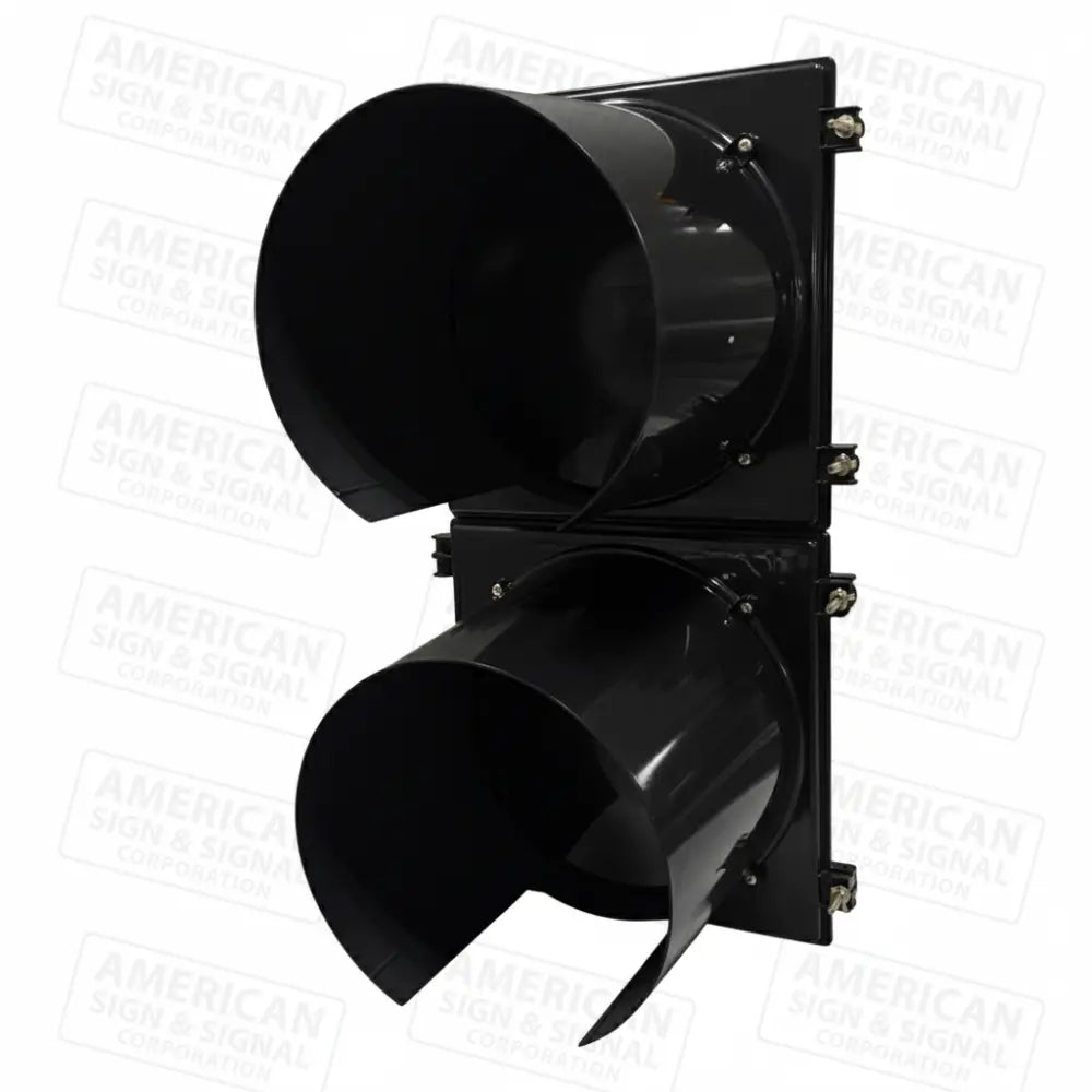 12’’ Traffic Signal Head 2 Section Polycarbonate Black / Tunnel Visors / None (Empty)