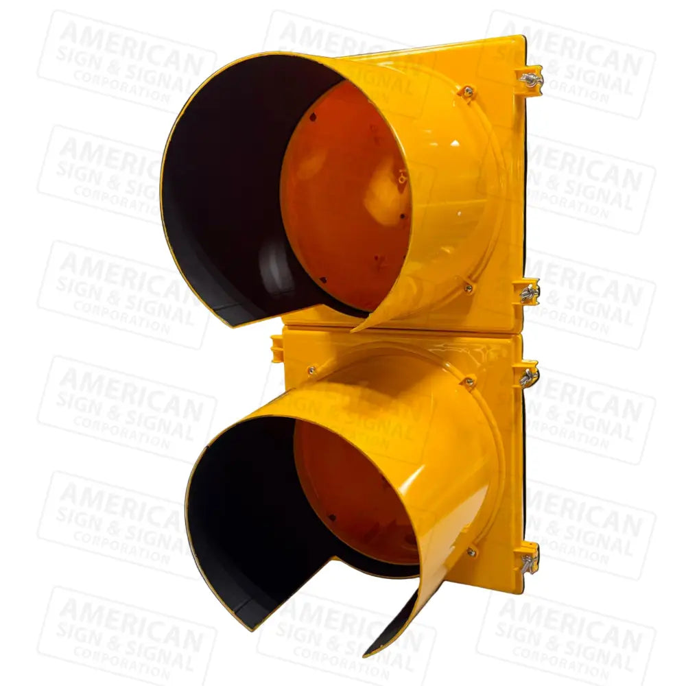 12’’ Traffic Signal Head 2 Section Polycarbonate Yellow / Tunnel Visors / None (Empty)