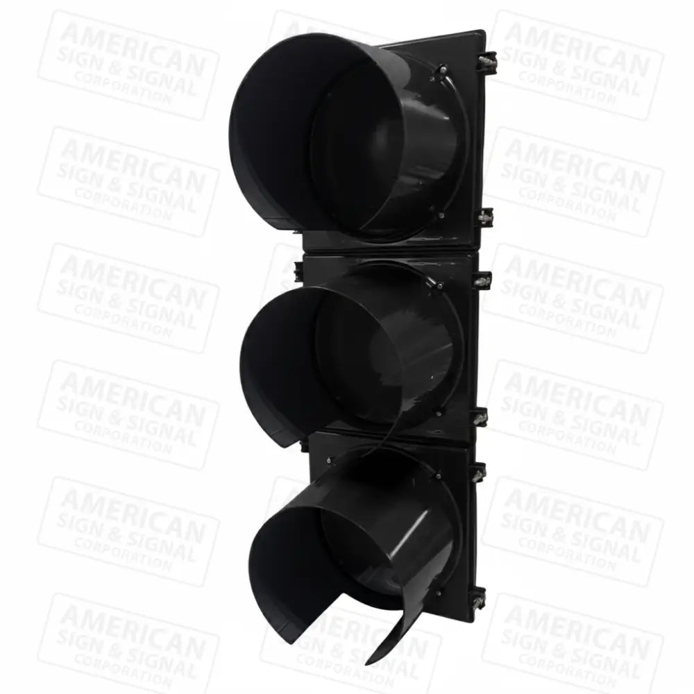 12’’ Traffic Signal Head 3 Section Polycarbonate Black / Tunnel Visors / None (Empty)