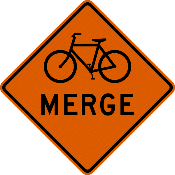 W9-5a Bicycle Merge TTC Sign