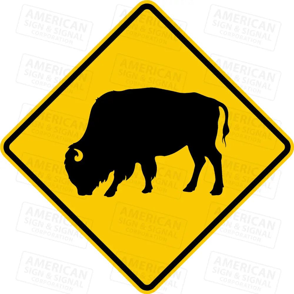 Buffalo Crossing Warning Sign