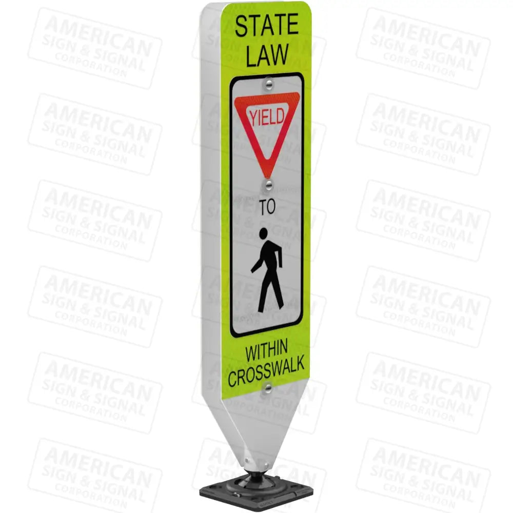 Impact Recovery® In-Street Pedestrian Crosswalk Sign - Complete Kit - R1-6 Yield to Pedestrians / Surface Mount Base