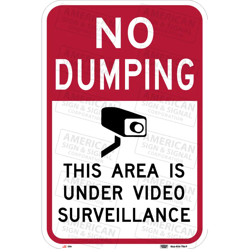 No Dumping This Area Under Video Surveillance 12X18 / 3M Hip