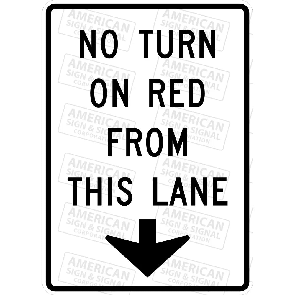 R10 - 11D No Turn On Red Except From This Lane Sign