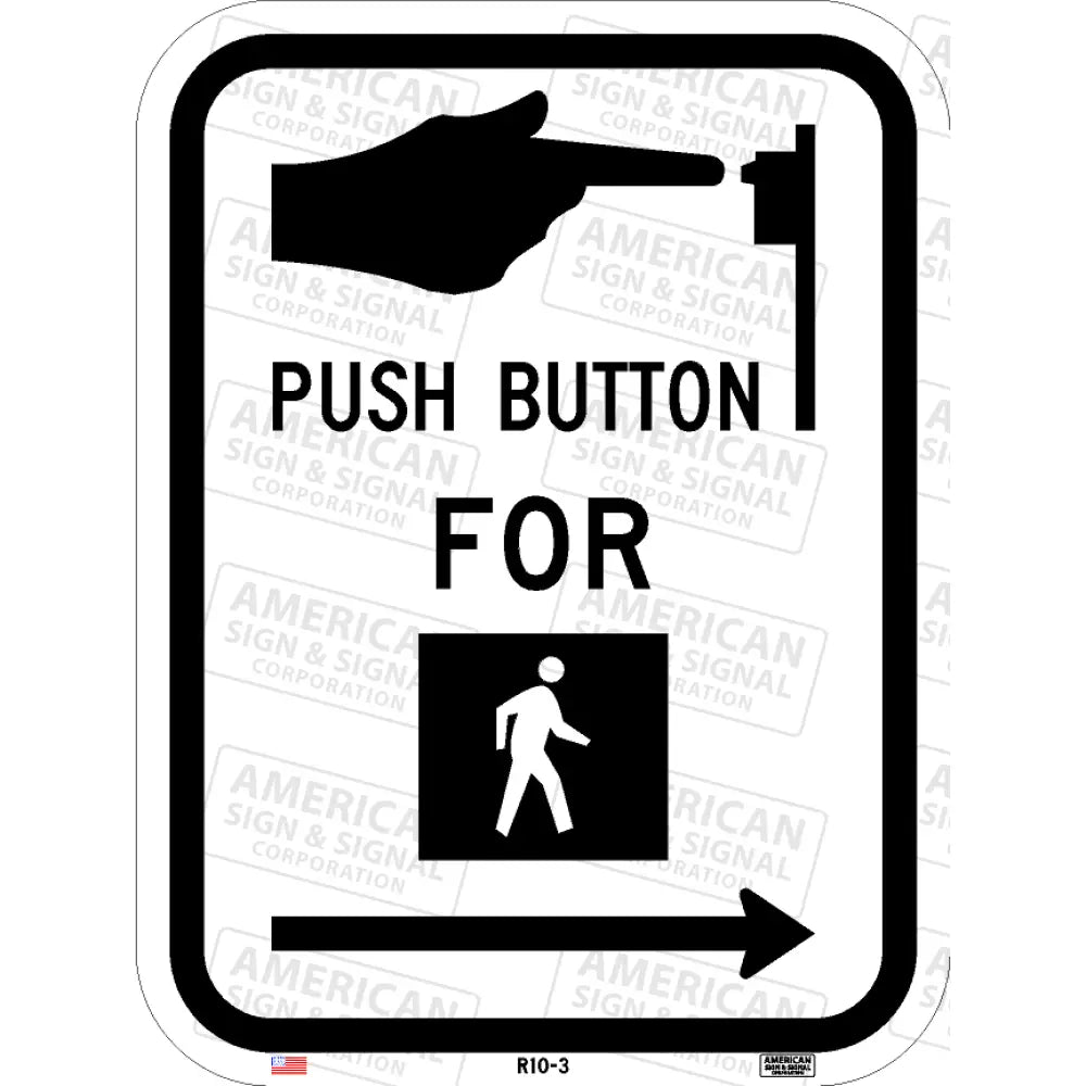 R10 - 3 Push Button For Walk Signal Sign 3M 7310 Aegp / 9X12 Right