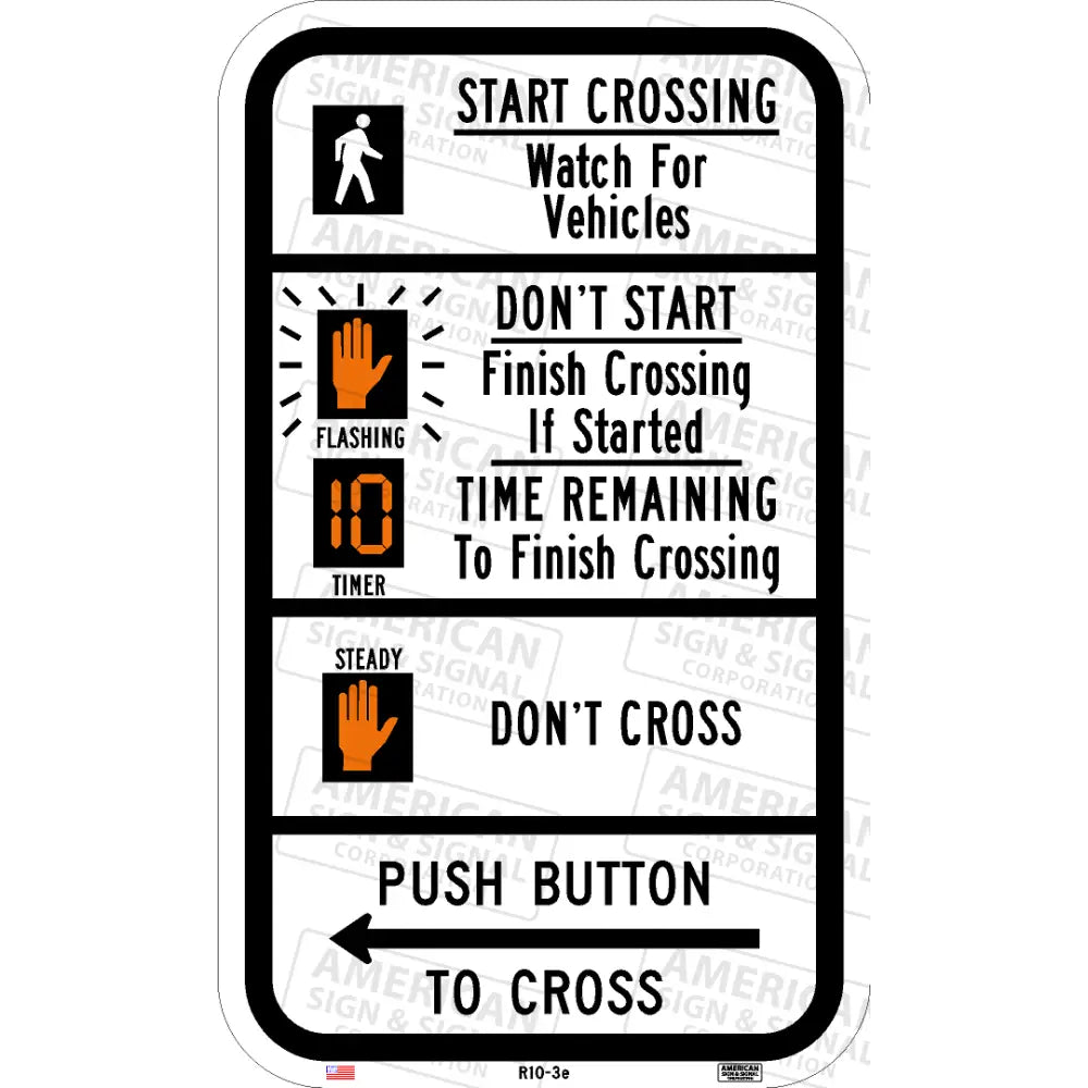 R10 - 3E Pedestrian Signal Information (Countdown) Sign 3M 7310 Aegp / 9X12 Left