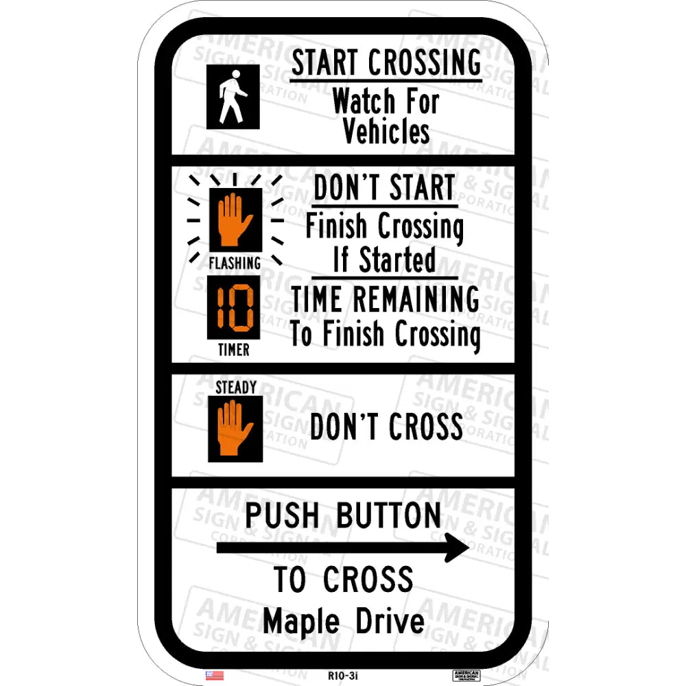 R10 - 3I Pedestrian Signal Information With Street Name Sign