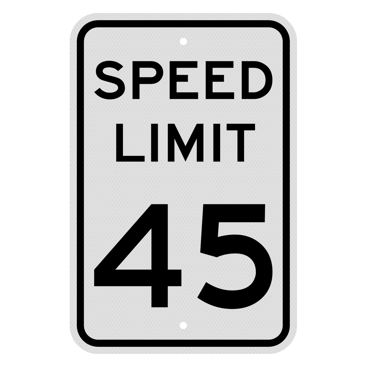 R2-1 Speed Limit 45 MPH sign, 12" x 18", Diamond Grade