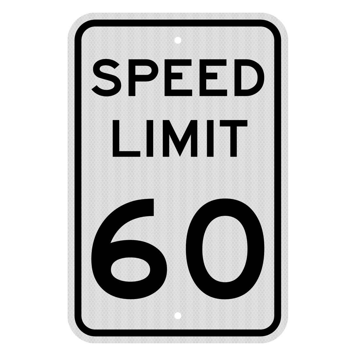R2-1 Speed Limit 60 MPH sign, 12" x 18", High Intensity