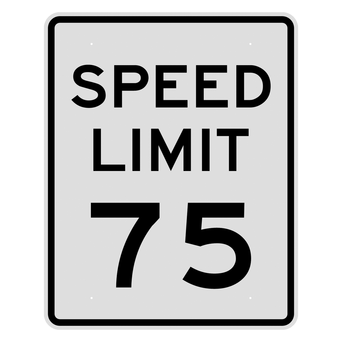 R2-1 Speed Limit 75 MPH sign, 48" x 60", Diamond Grade