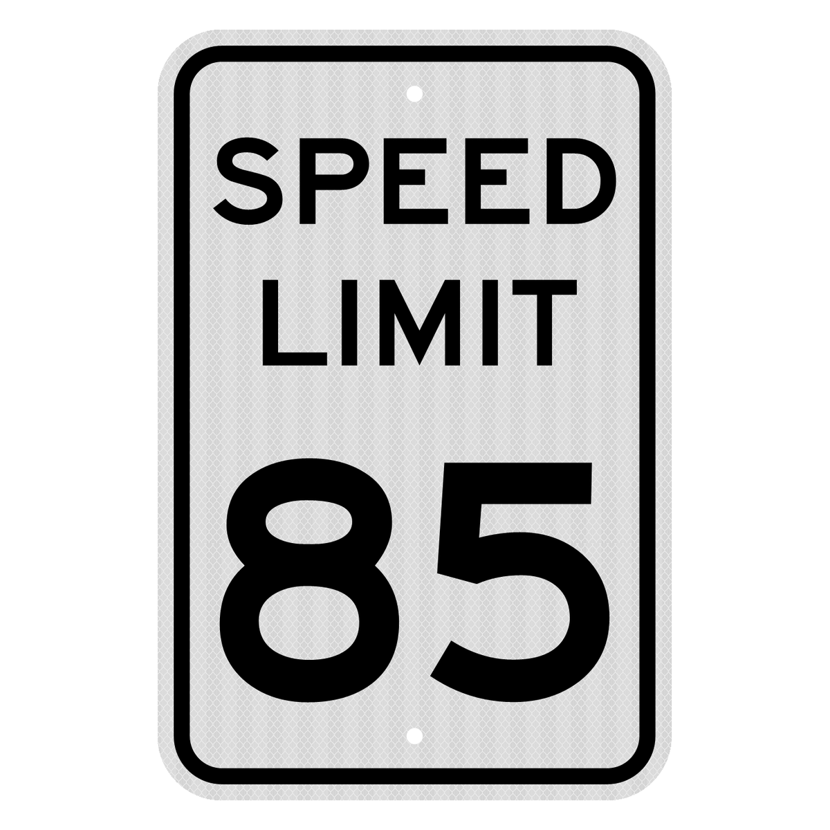 R2-1 Speed Limit 85 MPH sign, 12" x 18", High Intensity