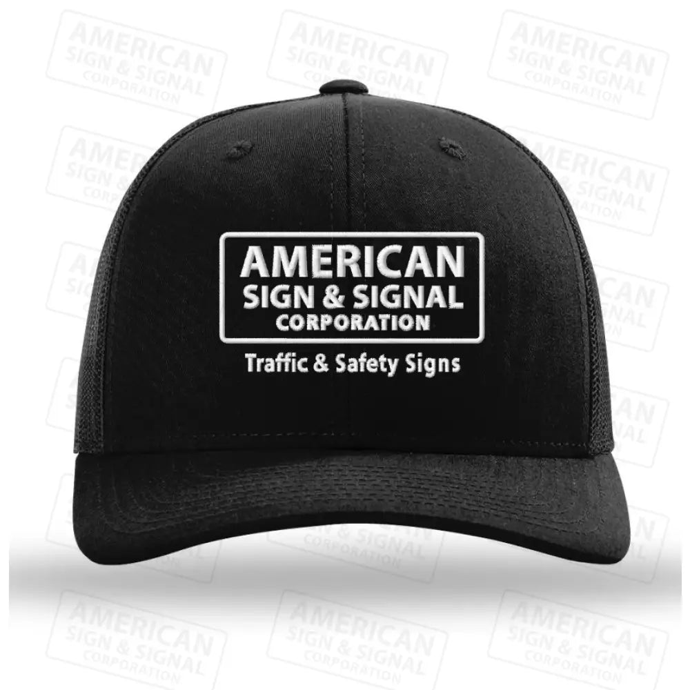 Richardson 112 Trucker Snapback Logo Hat Black / Black
