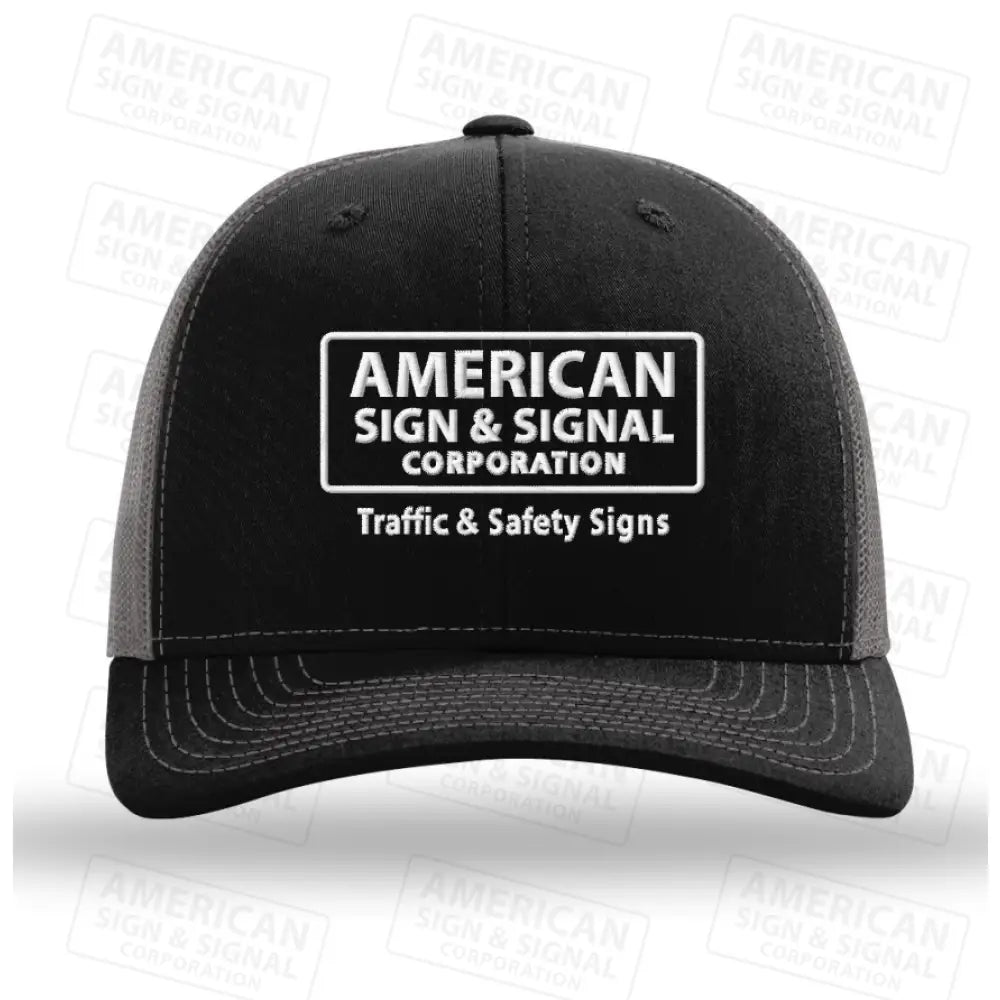 Richardson 112 Trucker Snapback Logo Hat Black / Charcoal