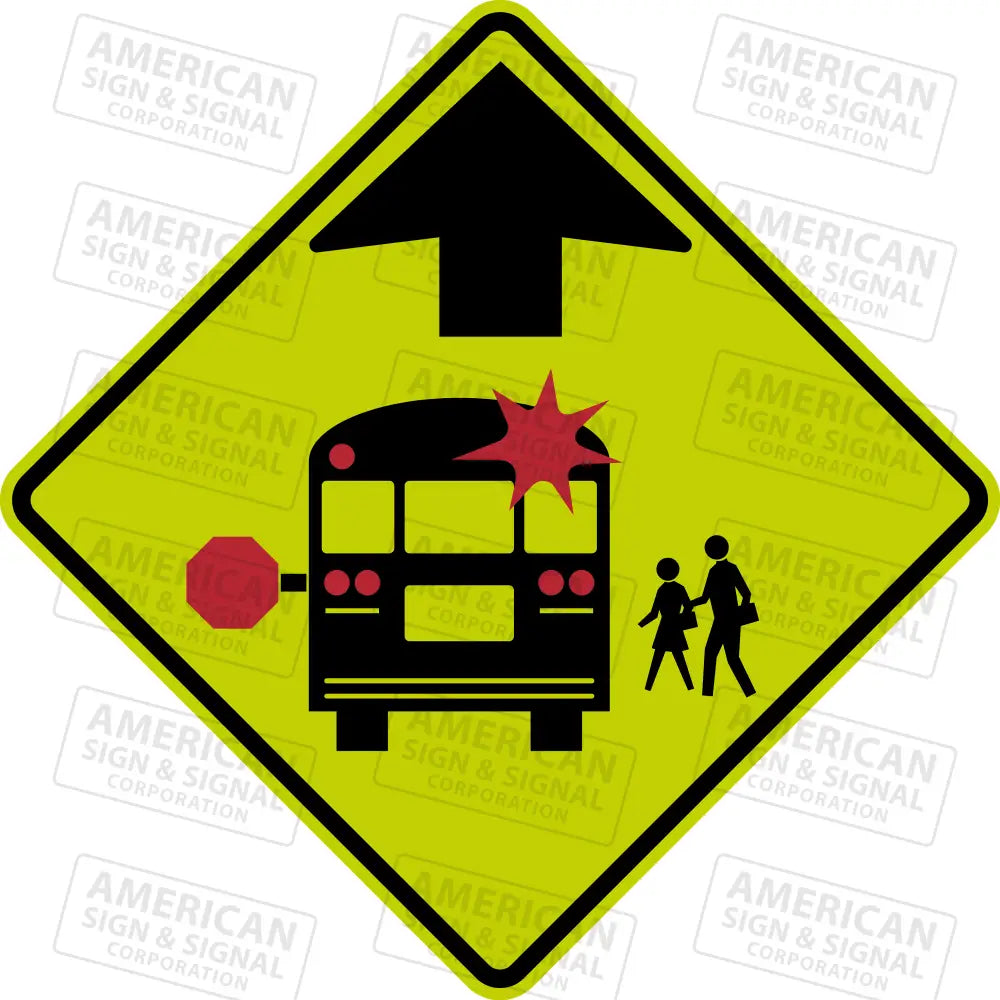 S3 - 1 School Bus Stop Ahead Warning Sign