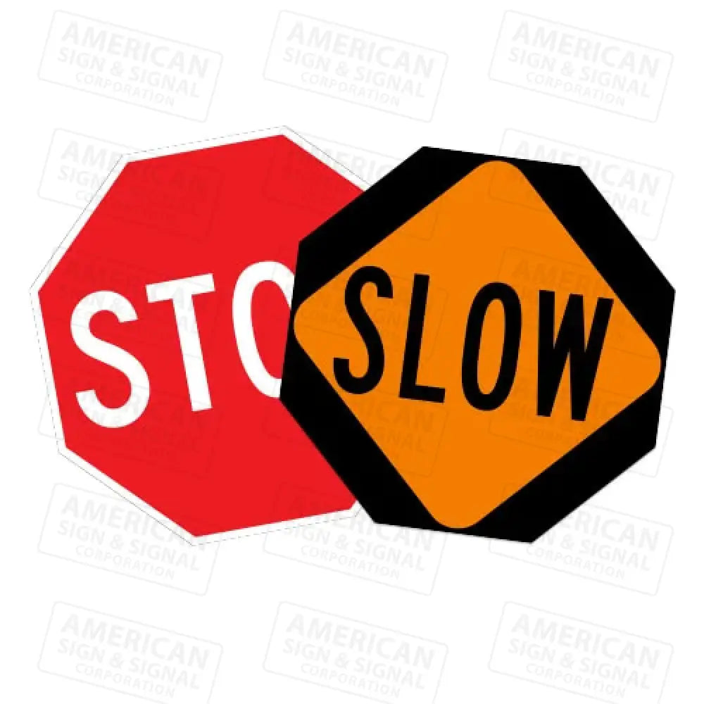 Stop/Slow Tele-Pole Flagger Paddle Sign