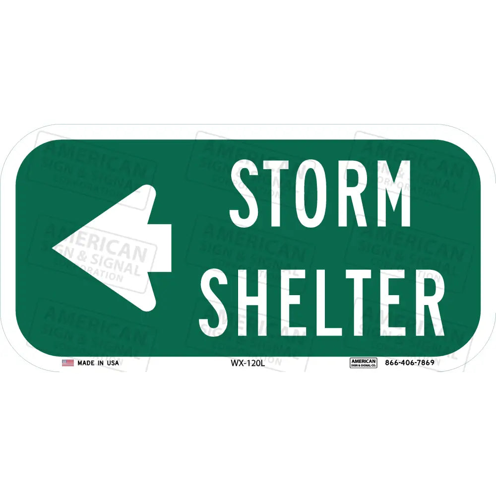 Storm Shelter Directional Sign 12X6 / 3M 3930 Hip Left