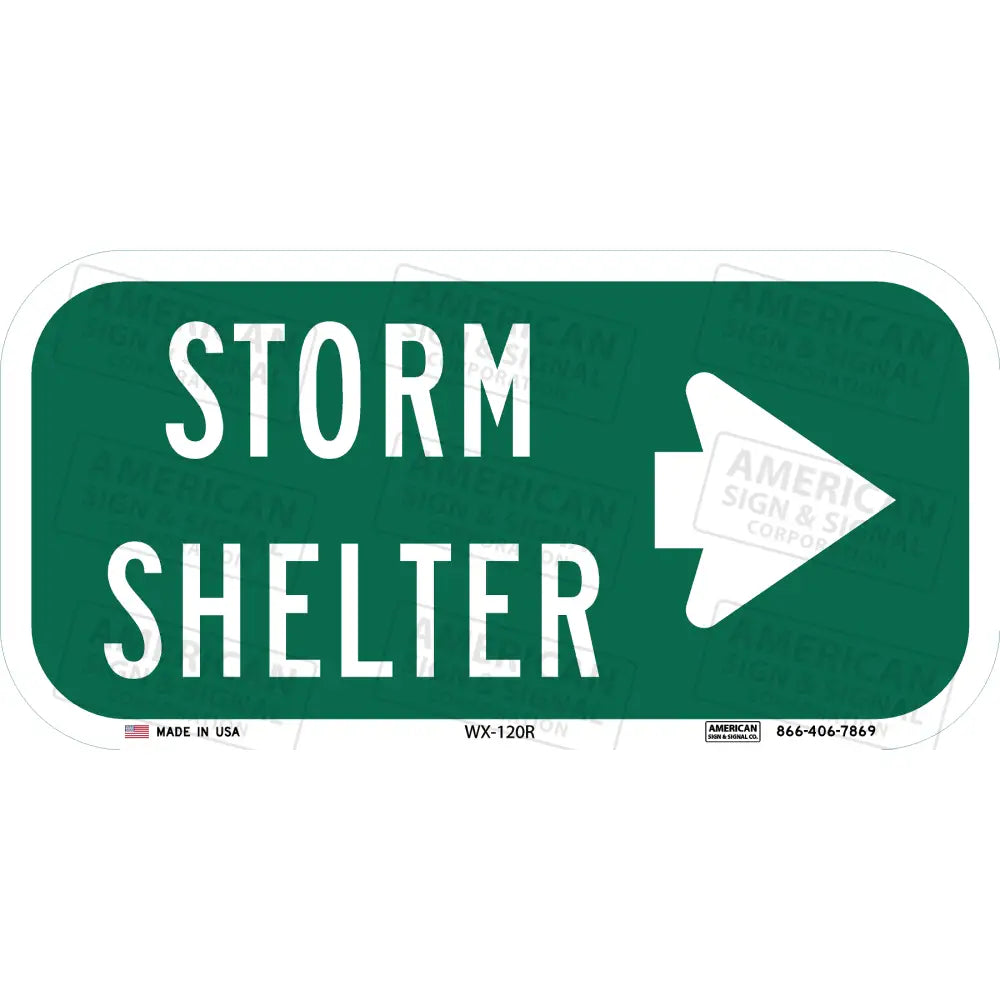 Storm Shelter Directional Sign 12X6 / 3M 3930 Hip Right