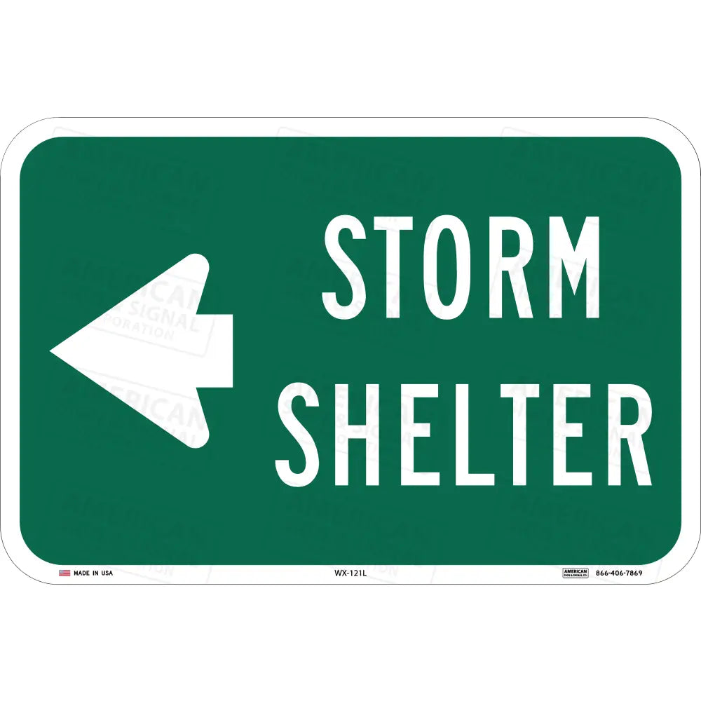 Storm Shelter Directional Sign 18X12 / 3M 3930 Hip Left