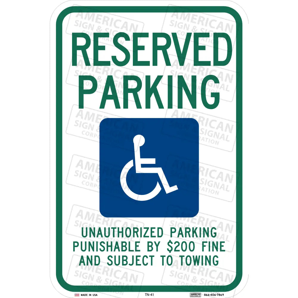 Tn-41 Tennessee Reserved Parking Ada Handicapped Accessible Sign