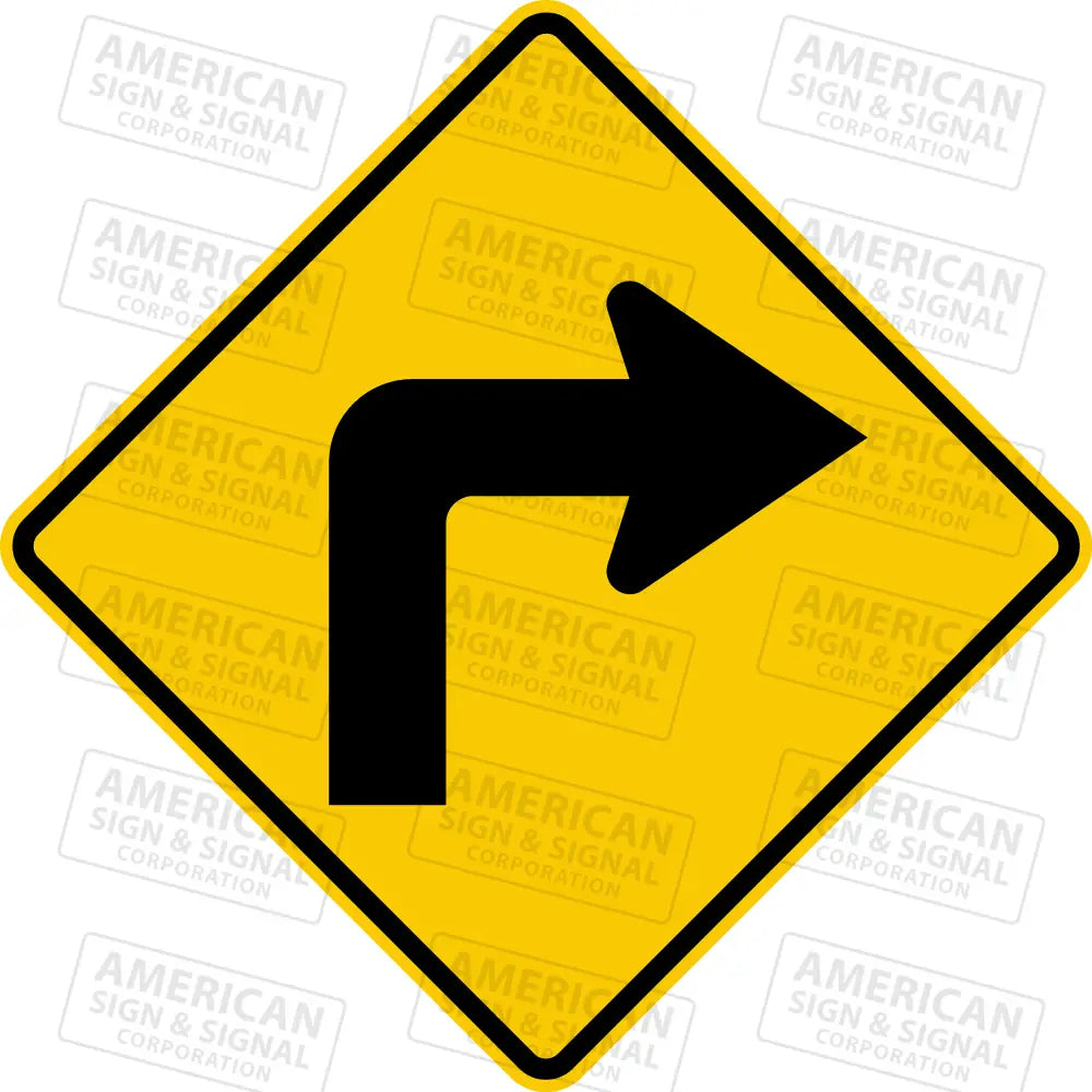 W1-1 Turn Sharp Curve Sign 3M 3930 Hip / Right 24X24