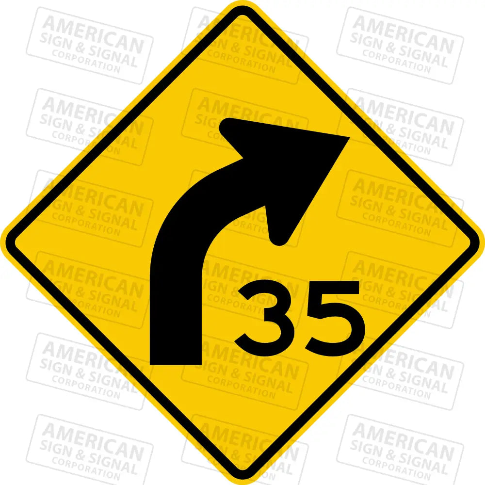 W1-2A Curve With Mph Sign 3M 3930 Hip / Right 24X24