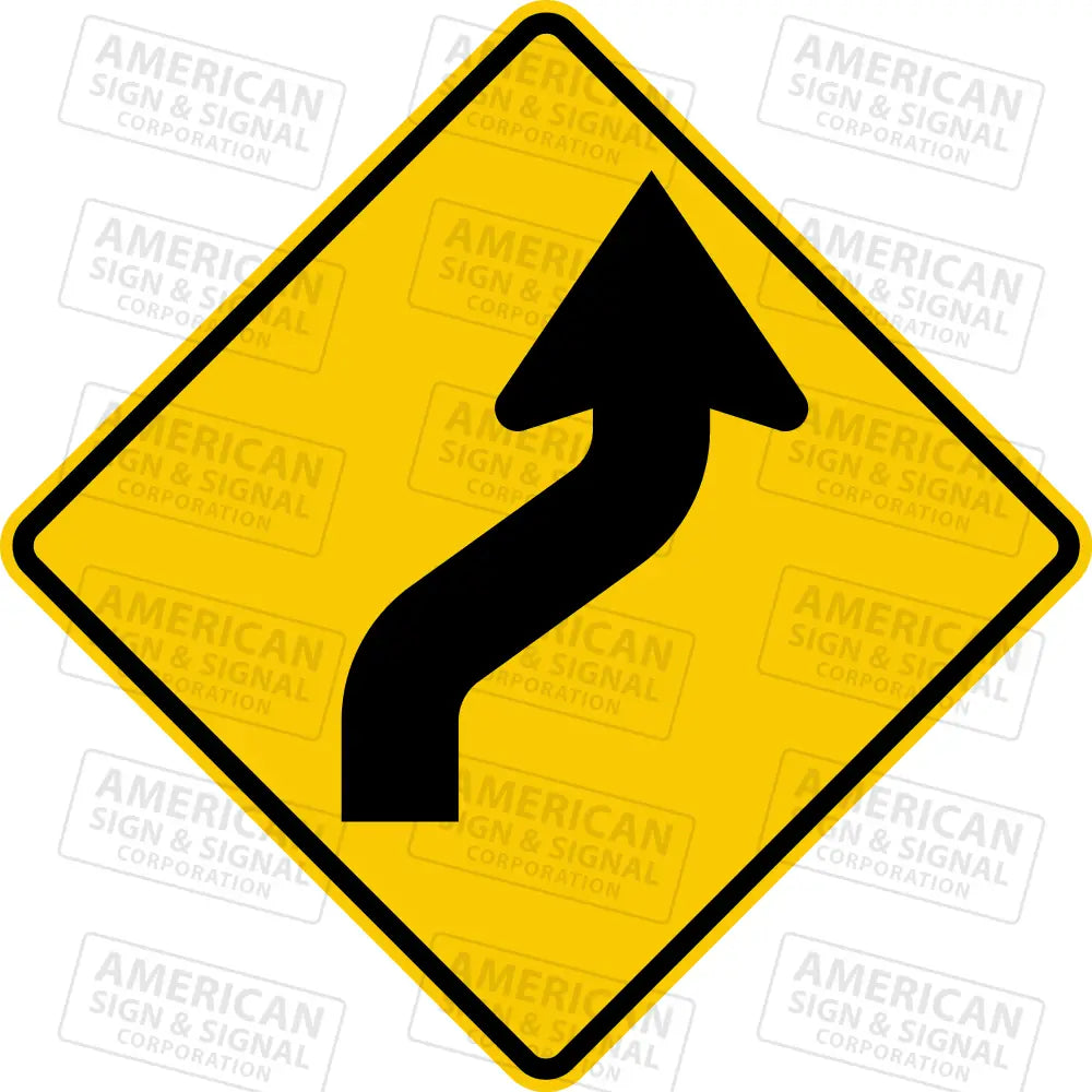 W1-4 Reverse Curve Sign 3M 3930 Hip / Right 24X24