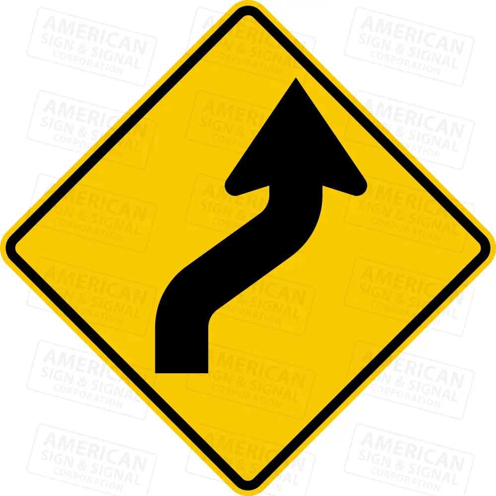 W1-4 Reverse Curve Sign 3M 3930 Hip / Right 24X24