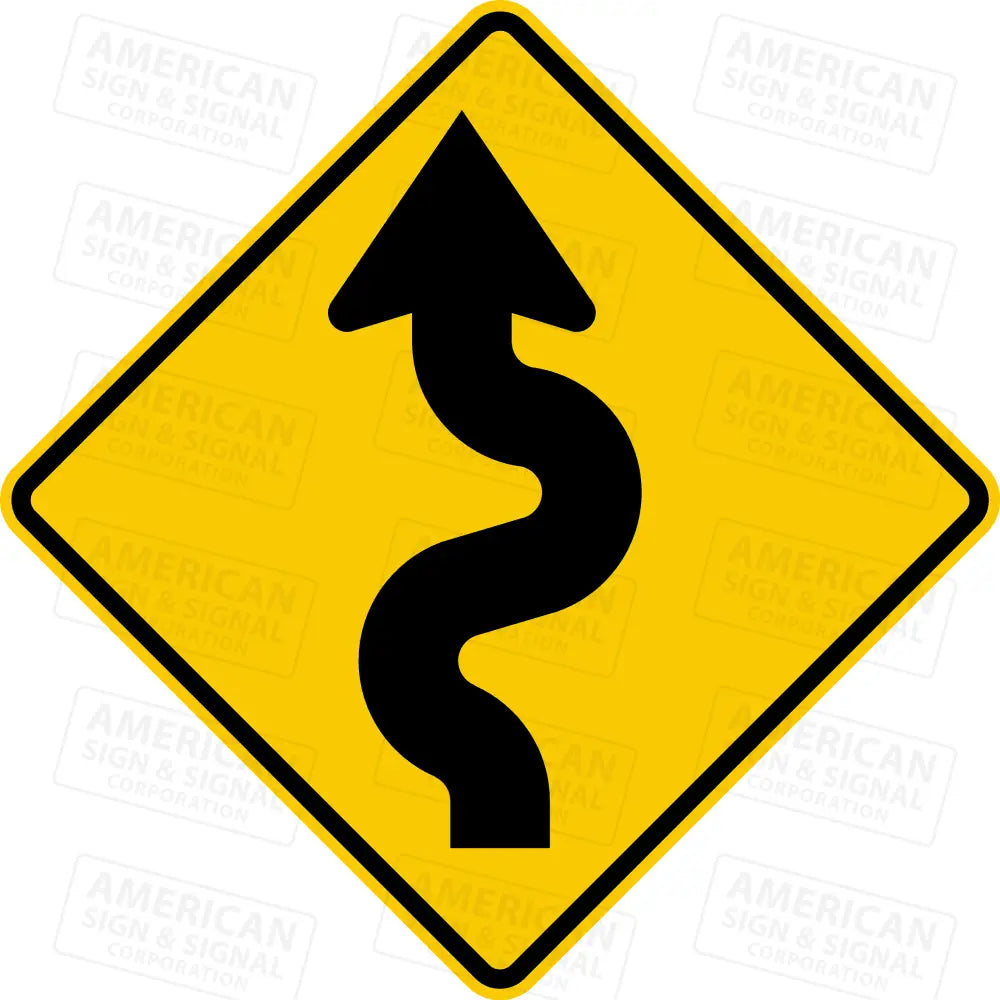 W1-5 Winding Road Sign 3M 3930 Hip / Left 24X24